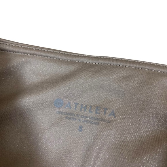 Athleta Taupe Shiny High Rise Powerlift Leggings Stretch Activewear Small - Picture 3 of 5